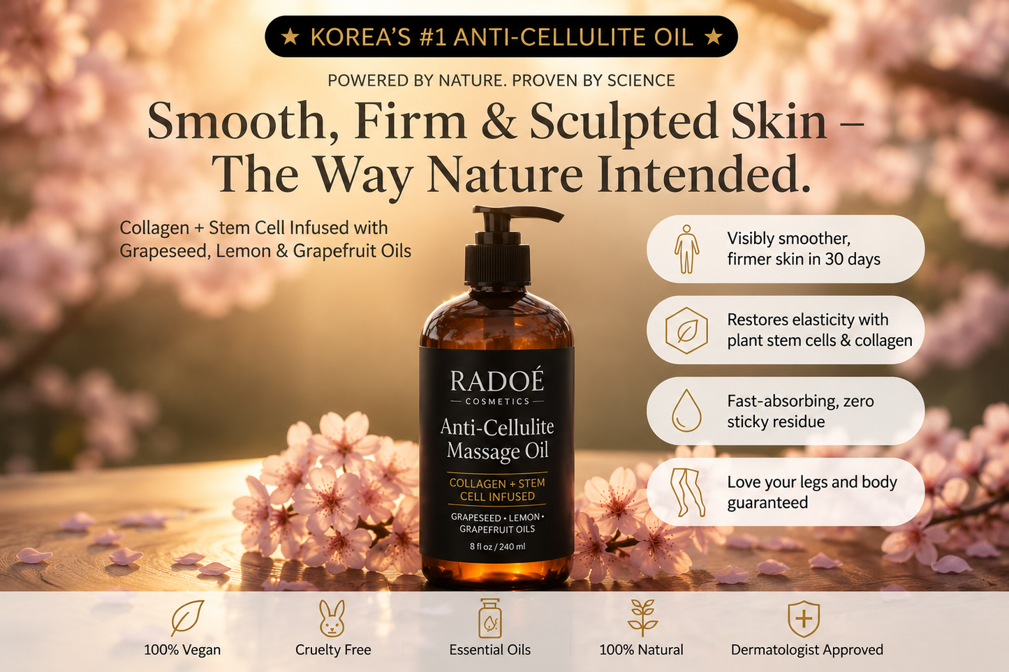 RADOÉ Anti-Cellulite Massage Oil | Smooth & Hydrate Skin
