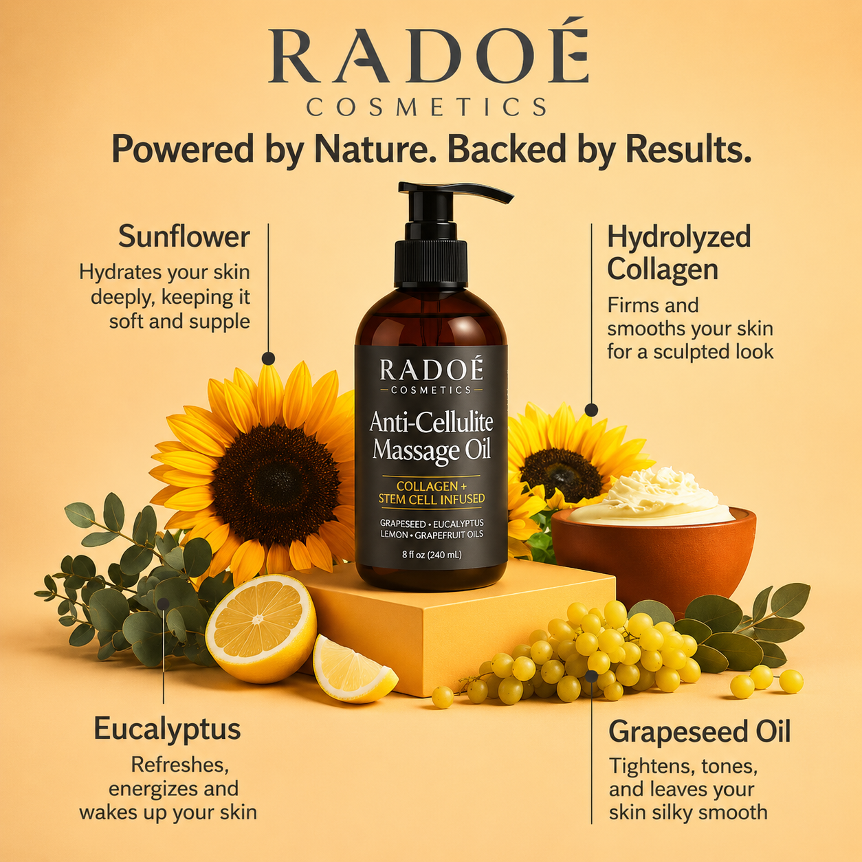 RADOÉ Anti-Cellulite Massage Oil | Smooth & Hydrate Skin